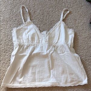 Elegant White Lace Trimmed Women's Top